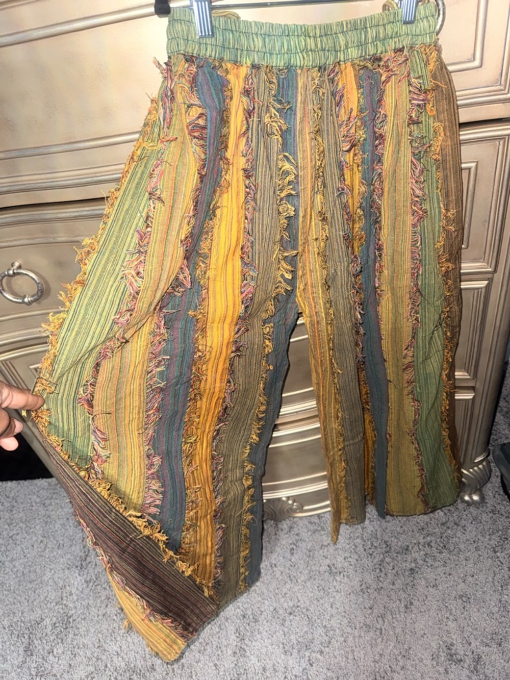 KiraT Boho Patchwork Pleated Wide leg pant Shades of yellow